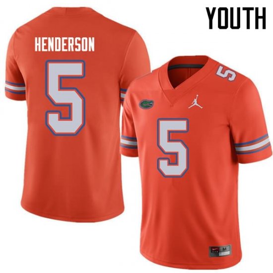 Youth Florida Gators #5 CJ Henderson NCAA Jordan Brand Orange Authentic Stitched College Football Jersey JPO5462PK